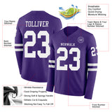 Custom Purple White Long Sleeve Authentic Football Jersey