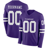 Custom Purple White Long Sleeve Authentic Football Jersey