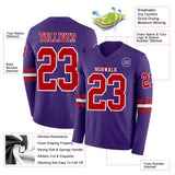 Custom Purple Red-White Long Sleeve Authentic Football Jersey