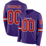 Custom Purple Red-White Long Sleeve Authentic Football Jersey