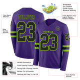 Custom Purple Black-Neon Green Long Sleeve Authentic Football Jersey