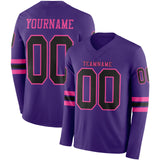 Custom Purple Black-Pink Long Sleeve Authentic Football Jersey