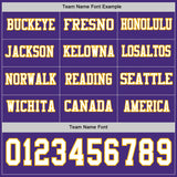 Custom Purple White-Gold Long Sleeve Authentic Football Jersey