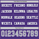 Custom Purple Gray-White Long Sleeve Authentic Football Jersey