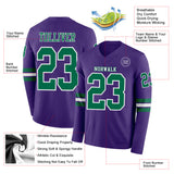 Custom Purple Kelly Green-White Long Sleeve Authentic Football Jersey
