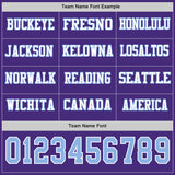 Custom Purple Light Blue-White Long Sleeve Authentic Football Jersey