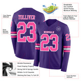 Custom Purple Pink-White Long Sleeve Authentic Football Jersey