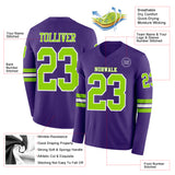 Custom Purple Neon Green-White Long Sleeve Authentic Football Jersey