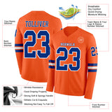Custom Orange Royal-White Long Sleeve Authentic Football Jersey