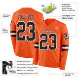 Custom Orange Black-White Long Sleeve Authentic Football Jersey