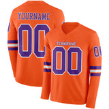 Custom Orange Purple-White Long Sleeve Authentic Football Jersey