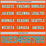 Custom Orange Teal-White Long Sleeve Authentic Football Jersey