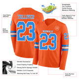 Custom Orange Powder Blue-White Long Sleeve Authentic Football Jersey