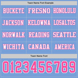 Custom Light Blue Pink-White Long Sleeve Authentic Football Jersey