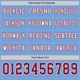 Custom Light Blue Crimson-White Long Sleeve Authentic Football Jersey