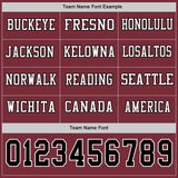 Custom Burgundy Black-White Long Sleeve Authentic Football Jersey