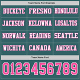 Custom Midnight Green Pink-White Long Sleeve Authentic Football Jersey