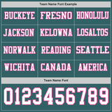 Custom Midnight Green White-Pink Long Sleeve Authentic Football Jersey