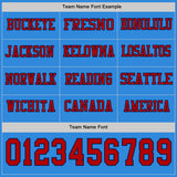 Custom Powder Blue Red-Navy Long Sleeve Authentic Football Jersey