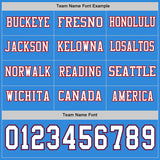Custom Powder Blue White Royal-Red Long Sleeve Authentic Football Jersey