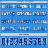 Custom Powder Blue Royal-White Long Sleeve Authentic Football Jersey