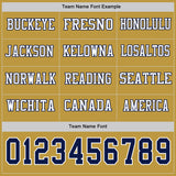 Custom Old Gold Navy-White Long Sleeve Authentic Football Jersey