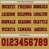 Custom Old Gold Red-Navy Long Sleeve Authentic Football Jersey