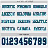 Custom White Navy-Teal Long Sleeve Authentic Football Jersey