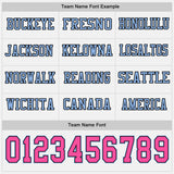 Custom White Pink Black-Light Blue Long Sleeve Authentic Football Jersey
