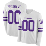 Custom White Purple Long Sleeve Authentic Football Jersey