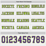 Custom White Purple-Neon Green Long Sleeve Authentic Football Jersey