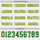 Custom White Kelly Green-Gold Long Sleeve Authentic Football Jersey