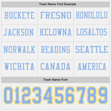 Custom White Light Blue-Yellow Long Sleeve Authentic Football Jersey