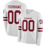 Custom White Crimson Long Sleeve Authentic Football Jersey