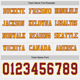 Custom White Crimson-Gold Long Sleeve Authentic Football Jersey