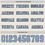 Custom Cream Light Blue-Black Long Sleeve Authentic Football Jersey