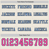 Custom Cream Pink Black-Light Blue Long Sleeve Authentic Football Jersey