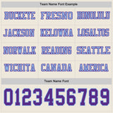 Custom Cream Purple-Light Blue Long Sleeve Authentic Football Jersey