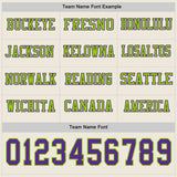 Custom Cream Purple-Neon Green Long Sleeve Authentic Football Jersey