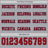 Custom Gray Red-Navy Long Sleeve Authentic Football Jersey
