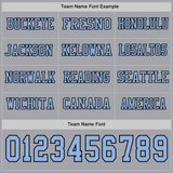 Custom Gray Light Blue-Black Long Sleeve Authentic Football Jersey