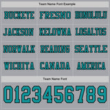 Custom Gray Teal-Black Long Sleeve Authentic Football Jersey