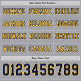 Custom Gray Navy-Gold Long Sleeve Authentic Football Jersey