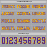 Custom Gray Purple-Gold Long Sleeve Authentic Football Jersey