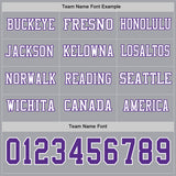 Custom Gray Purple-White Long Sleeve Authentic Football Jersey
