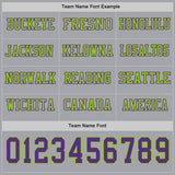 Custom Gray Purple-Neon Green Long Sleeve Authentic Football Jersey