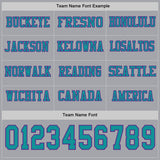 Custom Gray Teal-Purple Long Sleeve Authentic Football Jersey