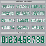 Custom Gray Kelly Green-White Long Sleeve Authentic Football Jersey