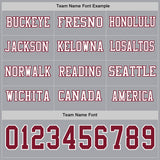 Custom Gray Crimson-White Long Sleeve Authentic Football Jersey