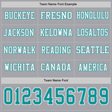 Custom Gray Teal-White Long Sleeve Authentic Football Jersey